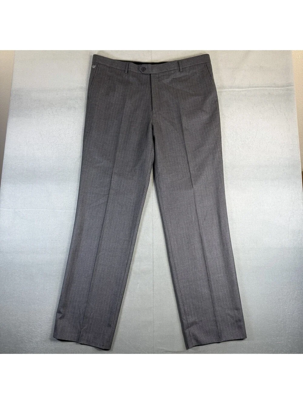 Giorgio Armani Le Collezioni Pants Mens 40x34 Gray Pinstripe Flat Front Wool